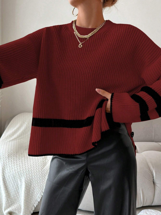 Women's Striped Color Block Sweater