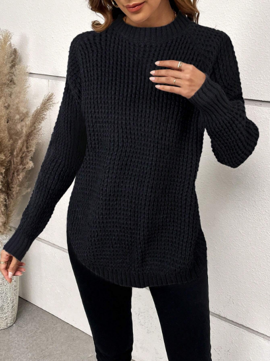 Solid Raglan Sleeve Sweater