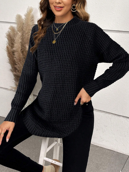 Solid Raglan Sleeve Sweater