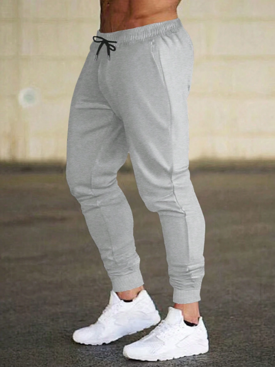 Men's Solid Color Drawstring Waist Jogger Pants