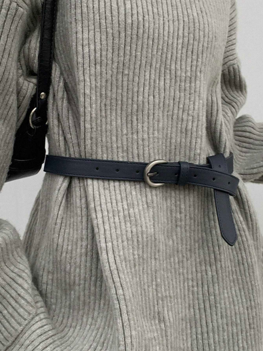 DAZY Navy Blue PU Leather Buckle Belt