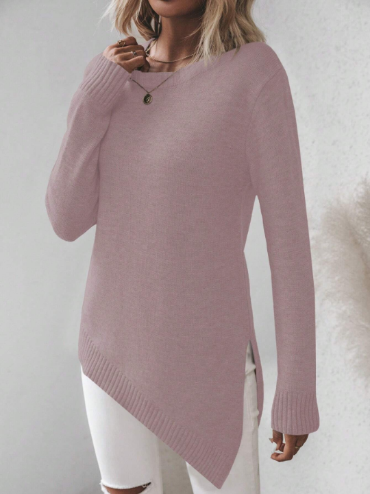 Frenchy Women's Casual Irregular Hem Pullover Sweater