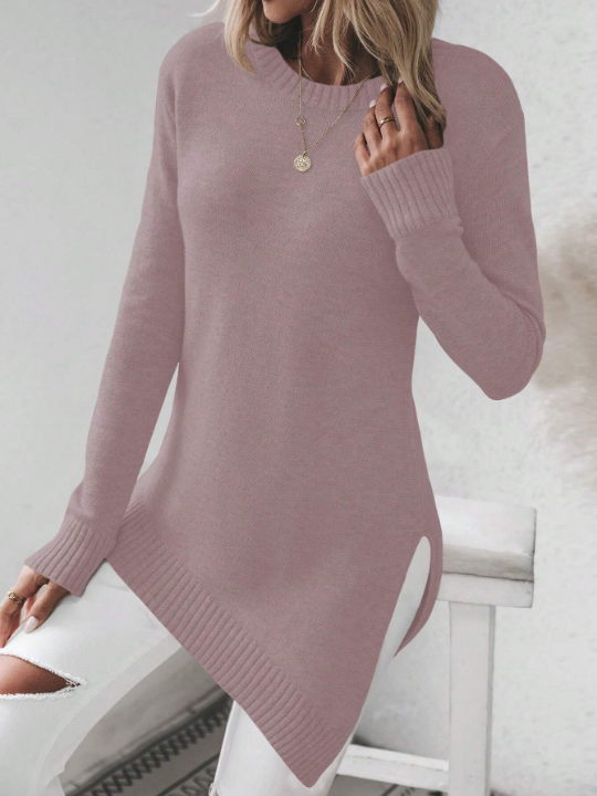 Frenchy Women's Casual Irregular Hem Pullover Sweater