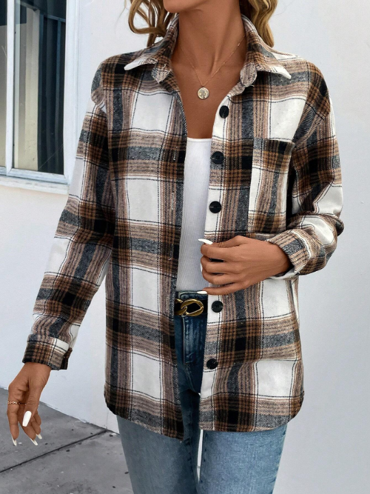 LUNE Plaid Drop Shoulder Coat