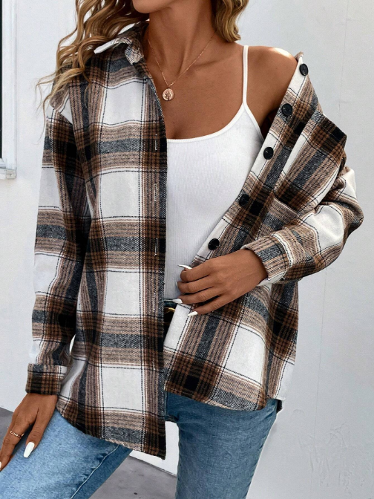 LUNE Plaid Drop Shoulder Coat