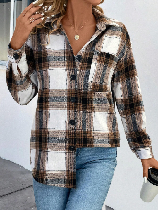 LUNE Plaid Drop Shoulder Coat