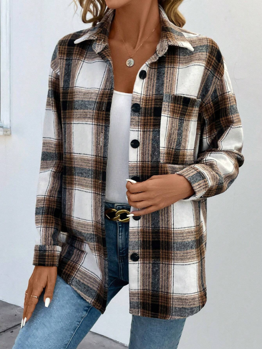 LUNE Plaid Drop Shoulder Coat