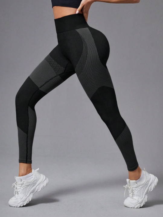 Women's Seamless Color Block High Waist Sports Leggings