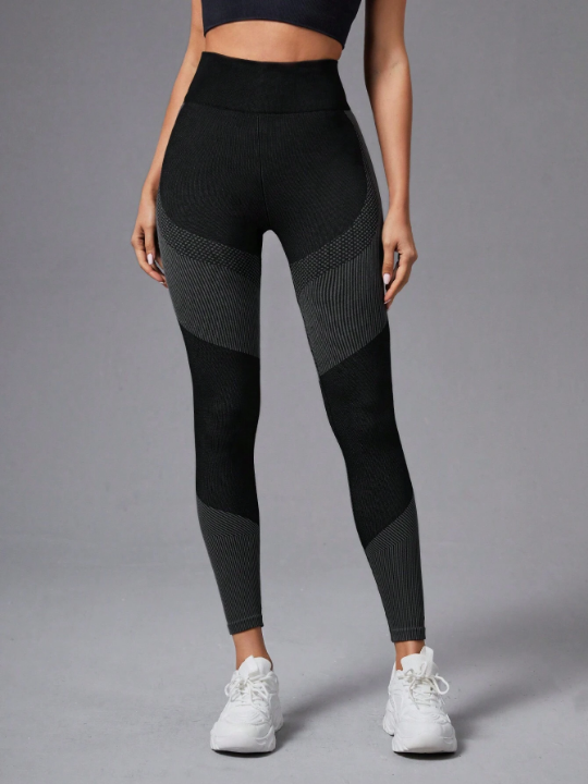 Women's Seamless Color Block High Waist Sports Leggings