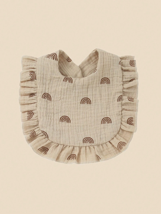 3pcs Baby Bibs With Ruffled Edge And Printed Gauze