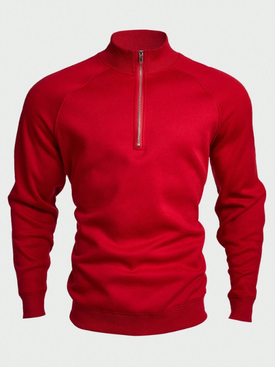 Manfinity Homme Men's Loose Fitting Half Zip Raglan Sleeve Sweatshirt