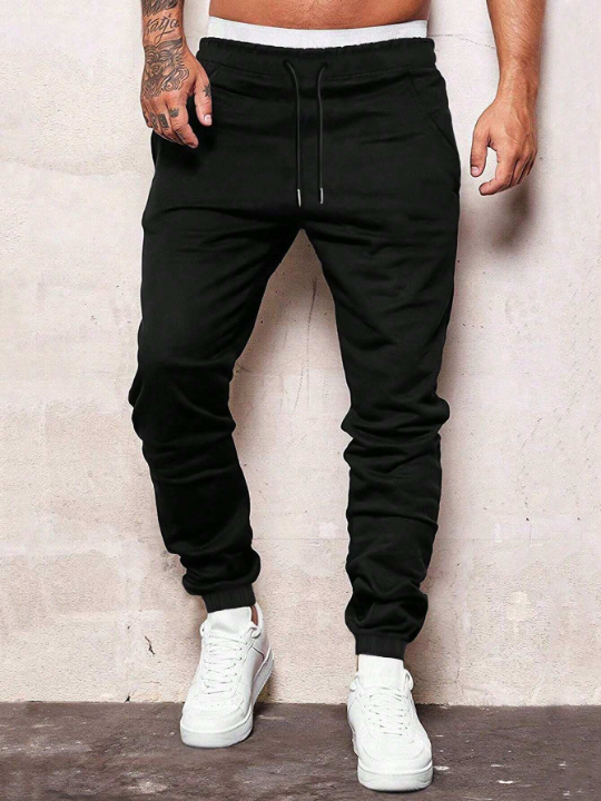 Manfinity Men Solid Drawstring Waist Sweatpants