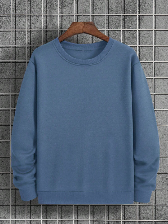 Men's Round Neck Drop-shoulder Long Sleeve Fleece Sweatshirt