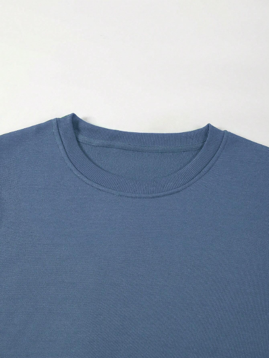 Men's Round Neck Drop-shoulder Long Sleeve Fleece Sweatshirt