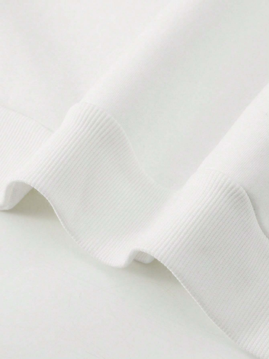 Manfinity Homme Men's Loose Fit Warm Lined Sweatshirt With Letter Print