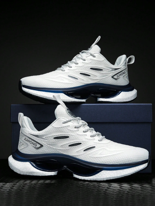 Men's White Sneakers, Breathable, Shock-absorbing, Elastic And Wear-resistant Casual Sneakers