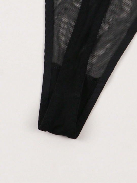 Ladies Sexy Mesh Translucent Thong Panties With English Letters