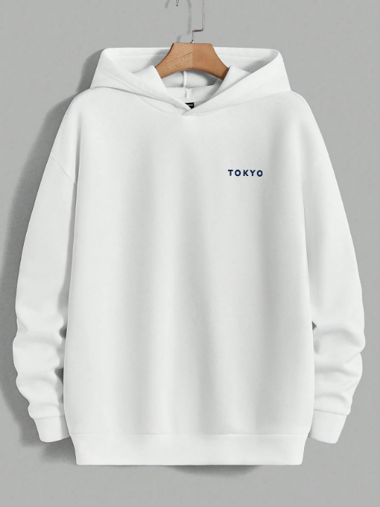 Manfinity Hypemode Loose Fit Men's Slogan Graphic Drop Shoulder Thermal Hoodie