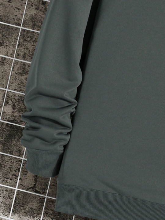 Men's Casual Fleece Letter Printed Round Neck Sweatshirt