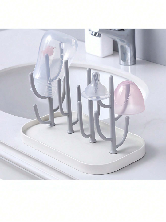 1pc Baby Bottle Drying Rack With Detachable Tray, Large Capacity Bottle Drying Rack For Fast Draining And Air Drying Of Baby Bottle Nipple Drying Rack, Detachable Bracket Design Drip Rack