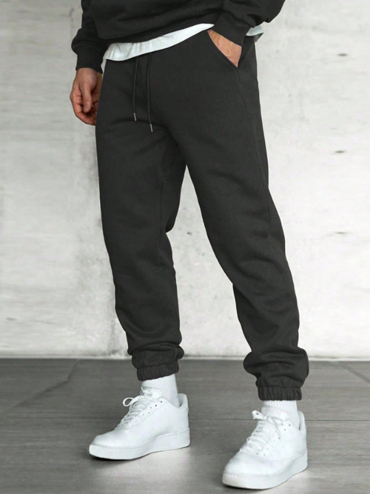 Men Slant Pocket Drawstring Waist Sweatpants