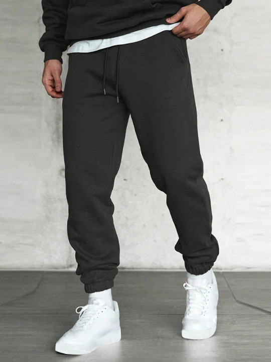 Men Slant Pocket Drawstring Waist Sweatpants