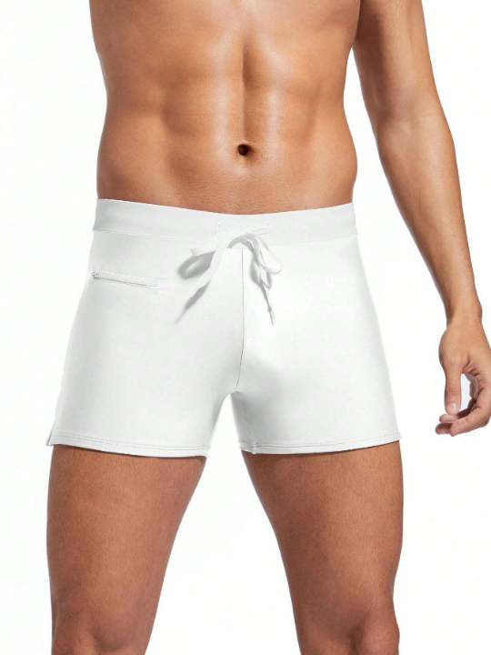 Men's Drawstring Waist Square Cut Swim Trunks