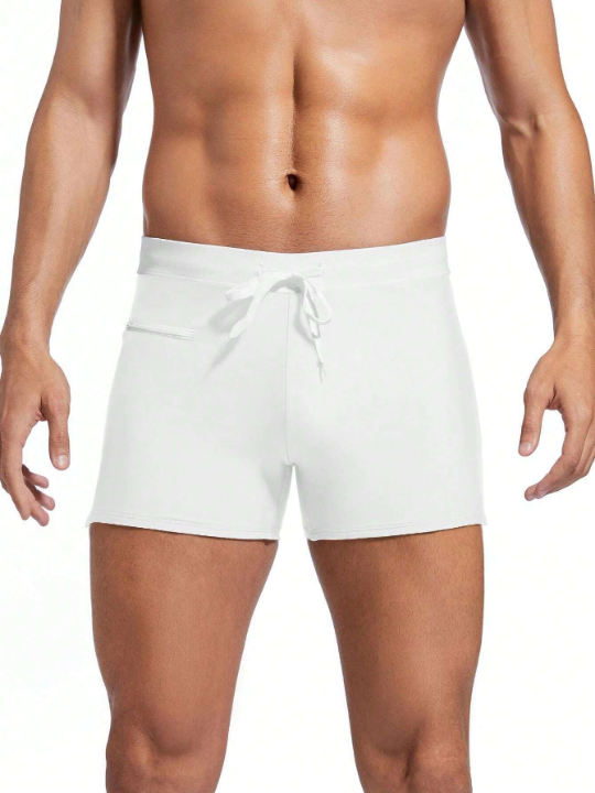 Men's Drawstring Waist Square Cut Swim Trunks