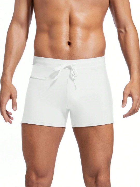 Men's Drawstring Waist Square Cut Swim Trunks