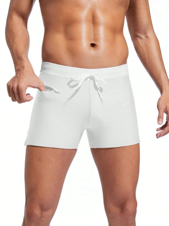 Men's Drawstring Waist Square Cut Swim Trunks