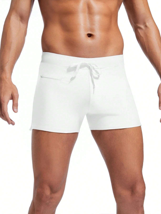 Men's Drawstring Waist Square Cut Swim Trunks