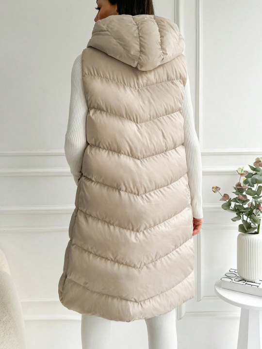 Zip Up Hooded Puffer Vest Coat