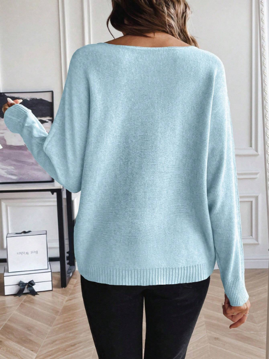 Essnce Casual Solid Color Round Neck Sweater