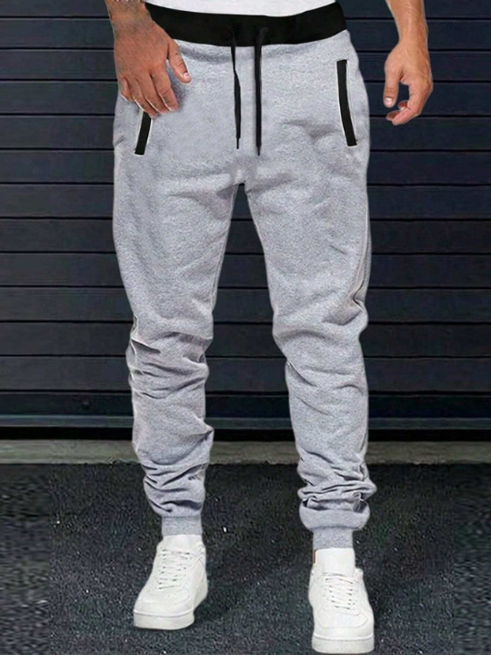 Manfinity Homme Men Contrast Binding Drawstring Waist Sweatpants