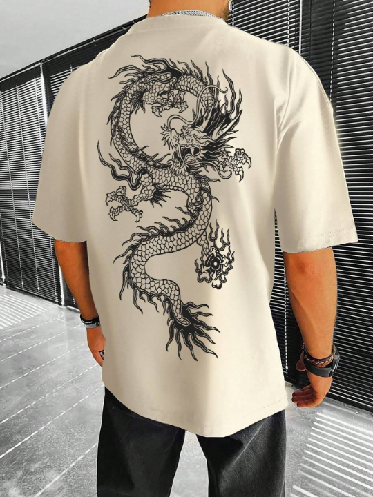 Manfinity EMRG Men's Dragon Print Short Sleeve T-shirt