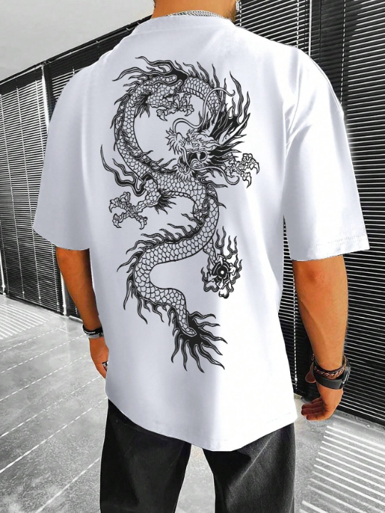 Manfinity EMRG Men's Dragon Printed Short Sleeve T-shirt