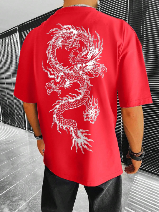 Manfinity EMRG Men's Dragon Print Short Sleeve T-shirt