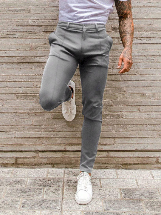 Men's Solid Color Slant Pocket Trousers