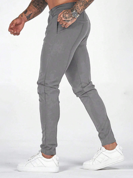 Men's Solid Color Slant Pocket Trousers