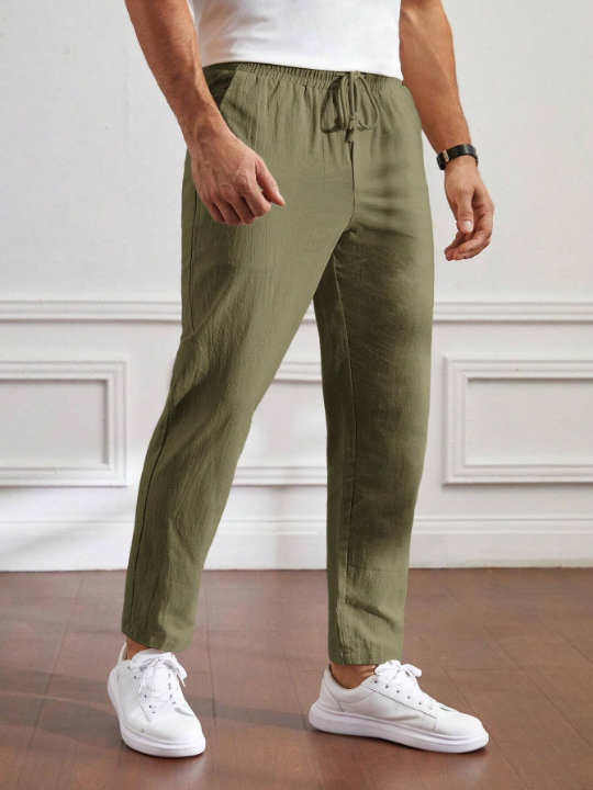 Manfinity Homme Men's Khaki Casual Woven Long Pants