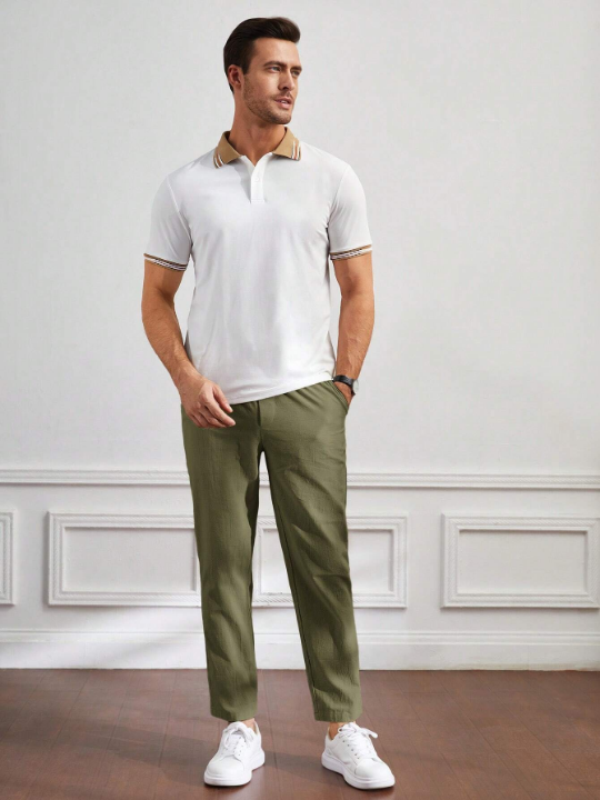 Manfinity Homme Men's Khaki Casual Woven Long Pants