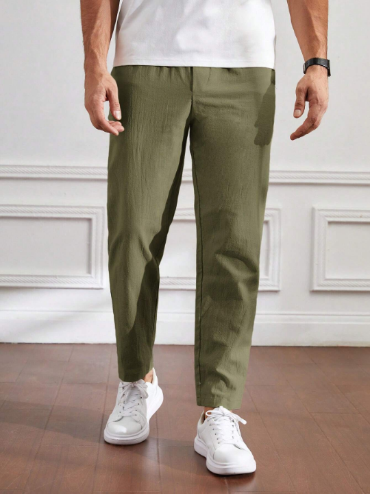 Manfinity Homme Men's Khaki Casual Woven Long Pants