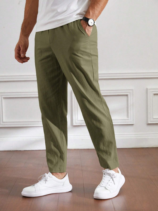 Manfinity Homme Men's Khaki Casual Woven Long Pants