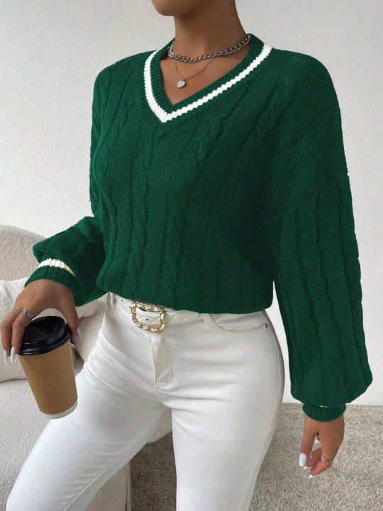 Essnce Color Block Oversized Drop Shoulder Sweater