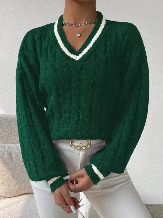 Essnce Color Block Oversized Drop Shoulder Sweater