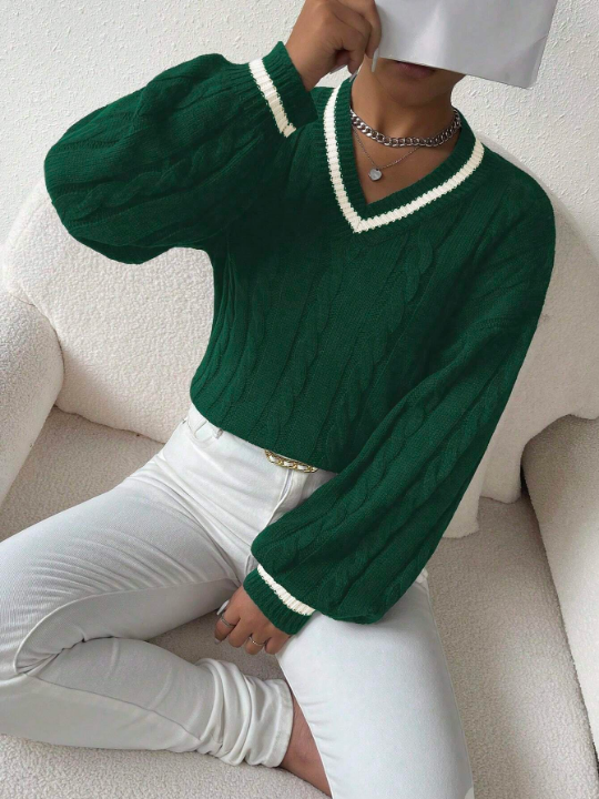 Essnce Color Block Oversized Drop Shoulder Sweater