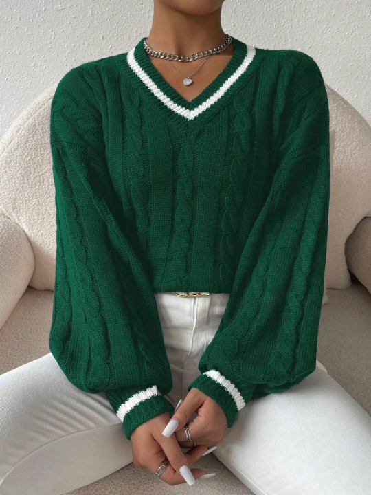 Essnce Color Block Oversized Drop Shoulder Sweater