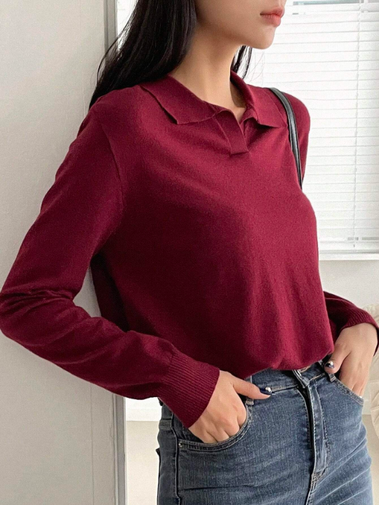 DAZY Solid Color Fitted Casual Sweater Pullover