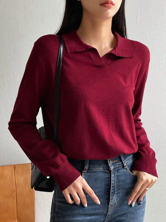 DAZY Solid Color Fitted Casual Sweater Pullover