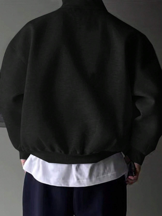 Manfinity Hypemode Men's Loose Fit Half Zip Letter Printed Sweatshirt